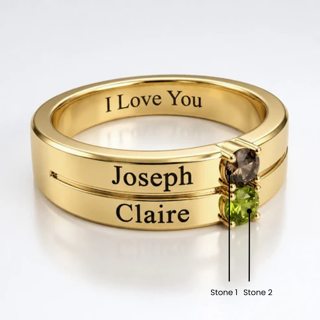 Groove Band Ring with Birthstones