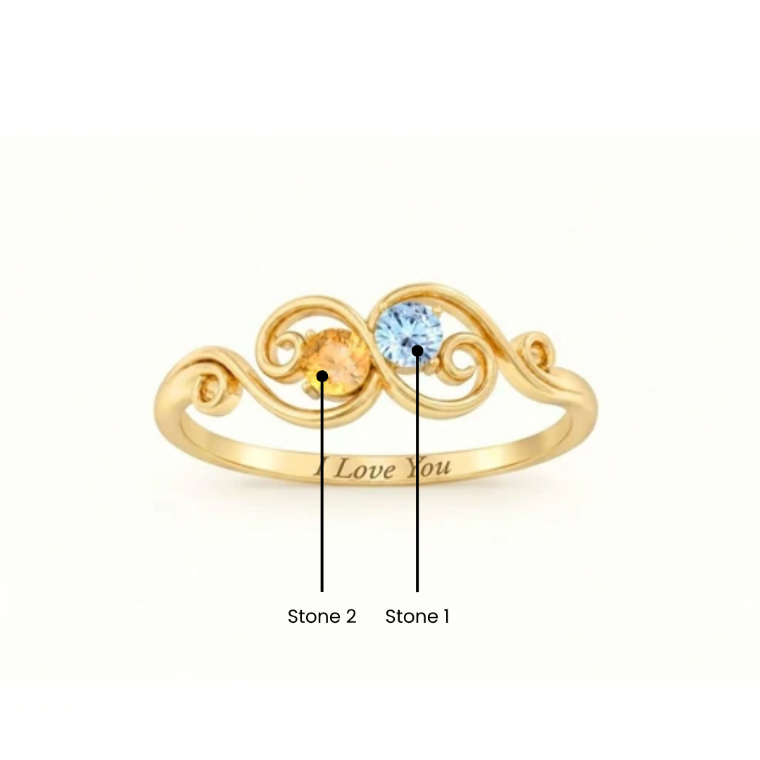 Birthstone Scroll Ring
