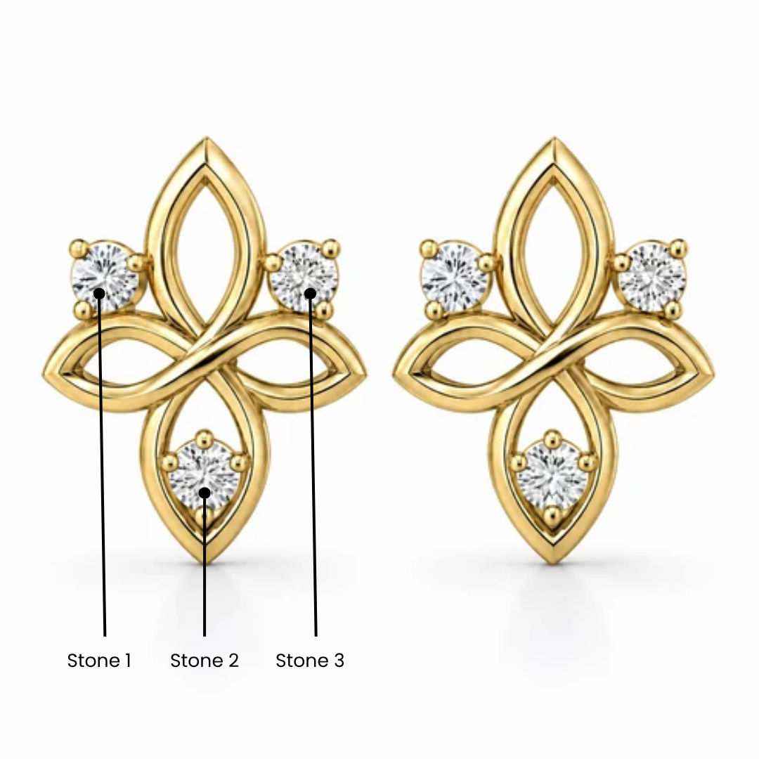 Triple Stone Trinity Knot Earrings
