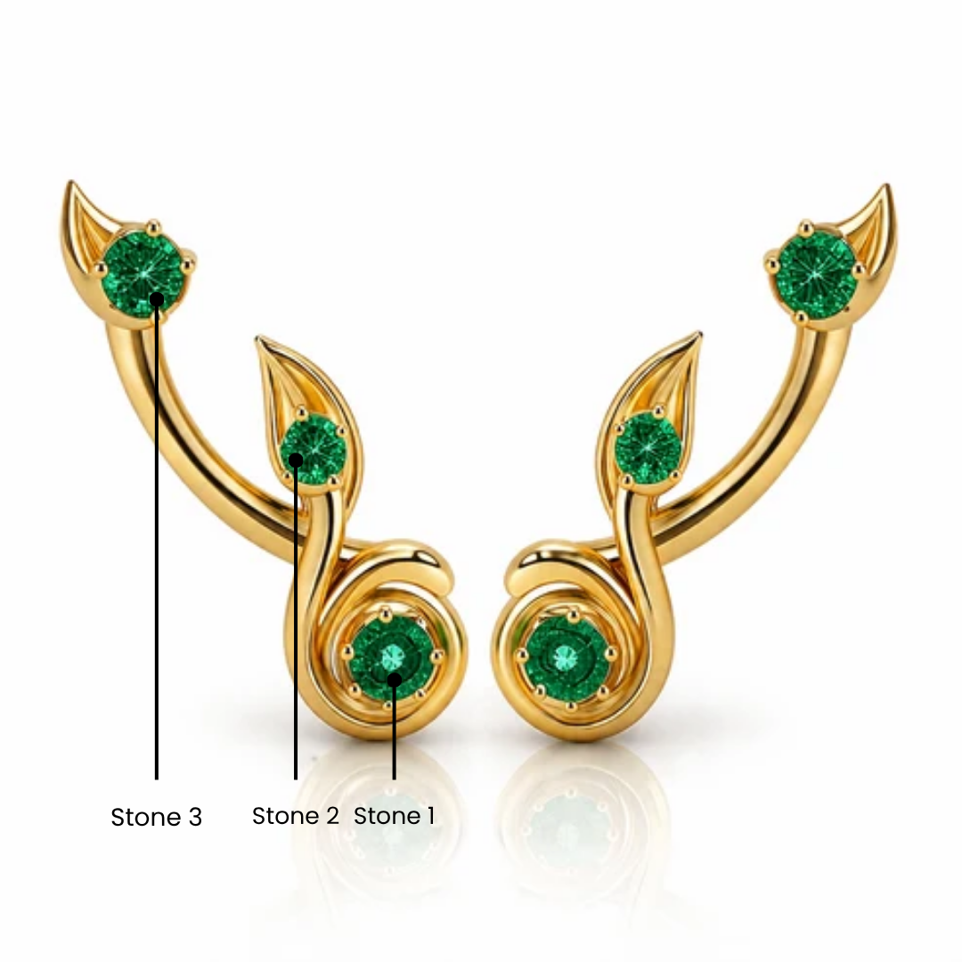 Leaf Harmony Earrings with Birthstone