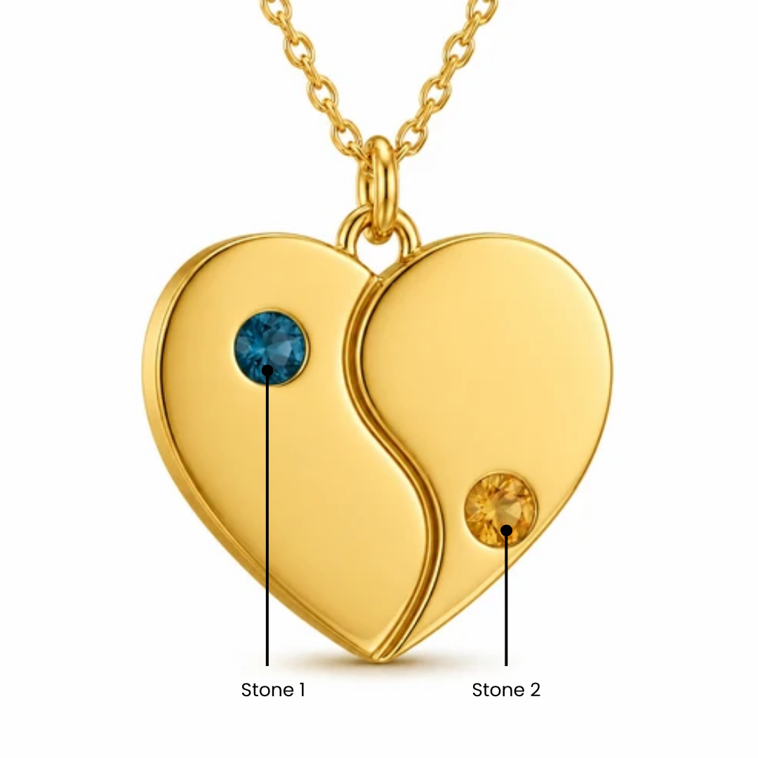 Personalized Yin Yang Heart Necklace