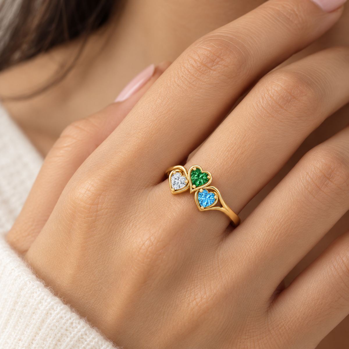 3 Heart Combo Ring