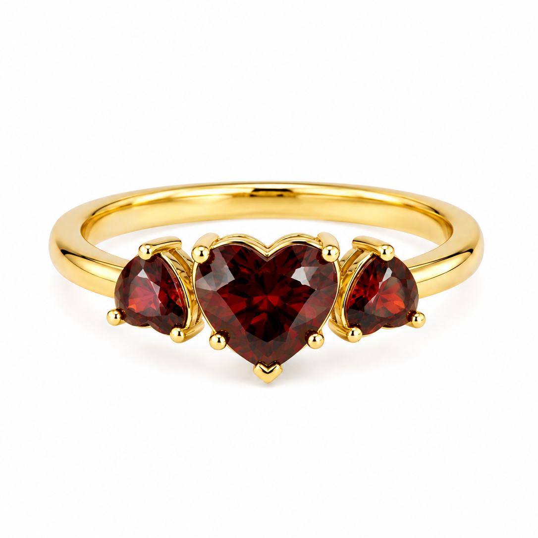 3 Stone Heart Ring