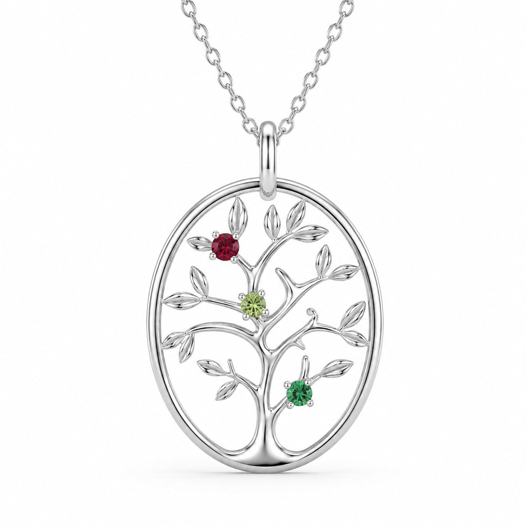 Personalized Family Tree  Necklace with Birthstones