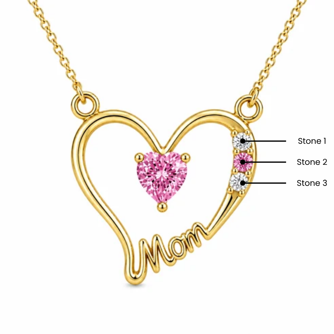 Mother Heart Pendant with Birthstone