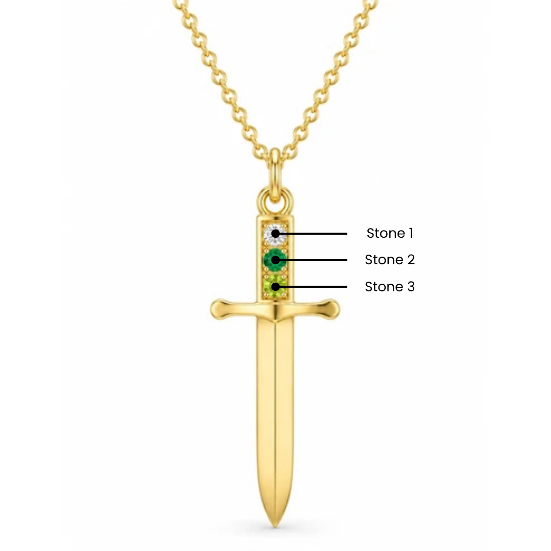 Dagger Necklace with Birthstones