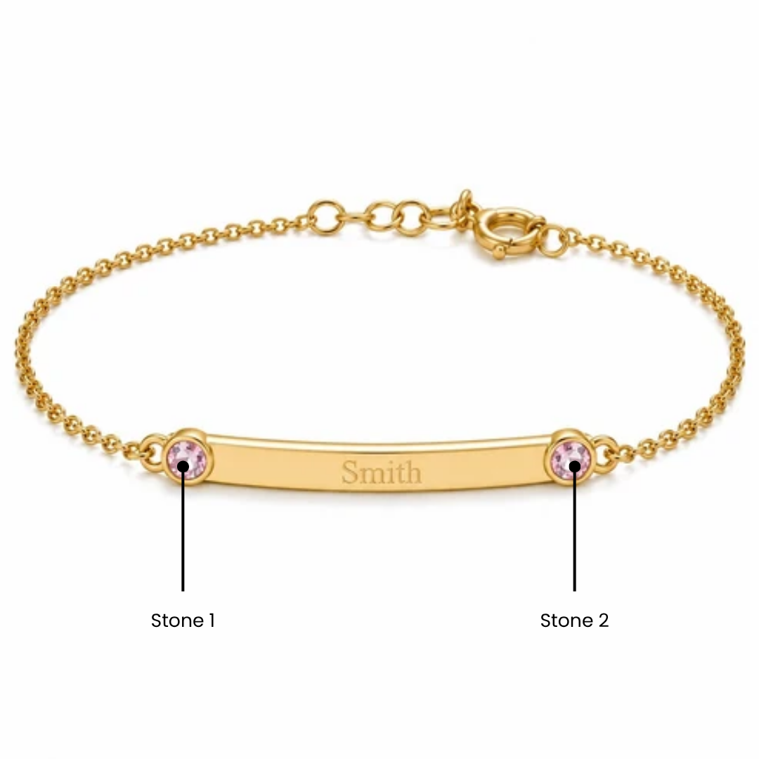 Personalized Bar Bracelet with Birthstone