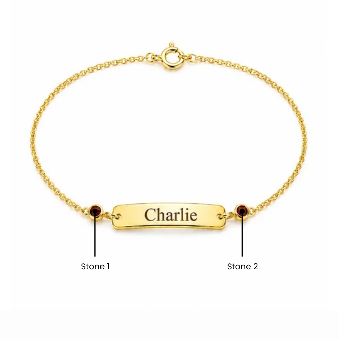 Name Plate Bracelet with Stone