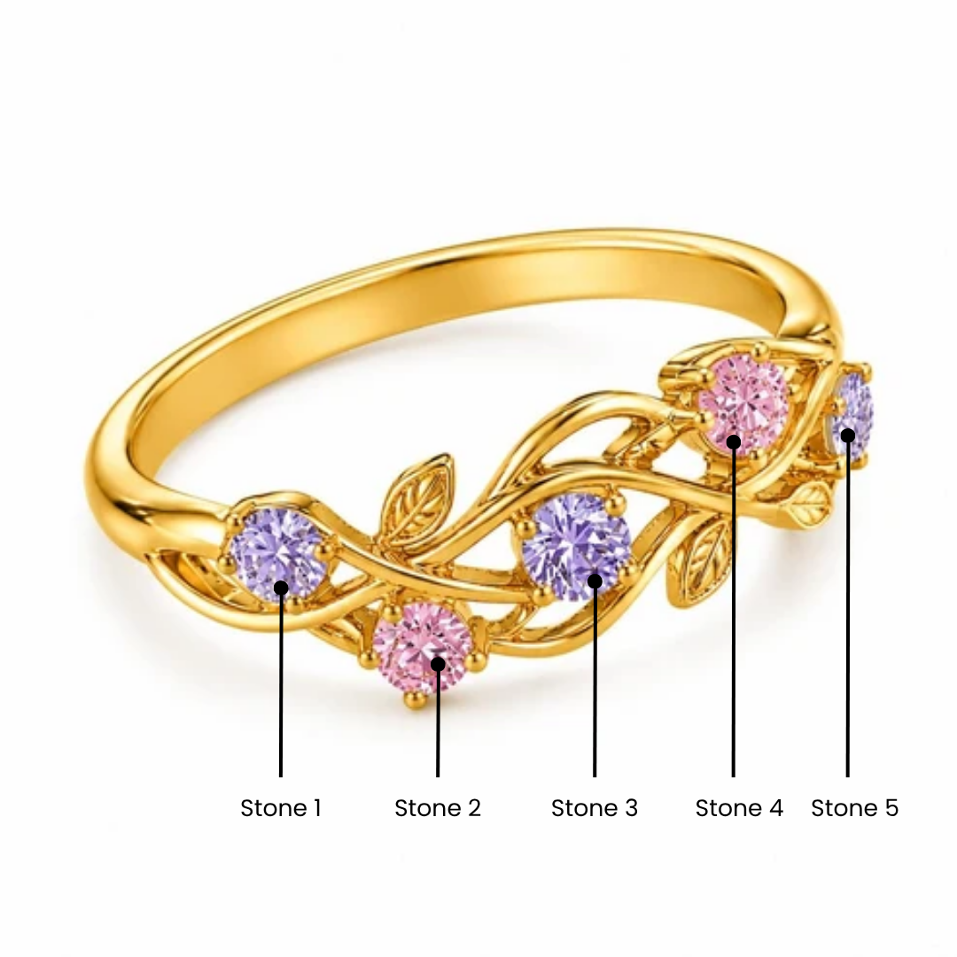 Leaf Cluster Five Birthstone Ring
