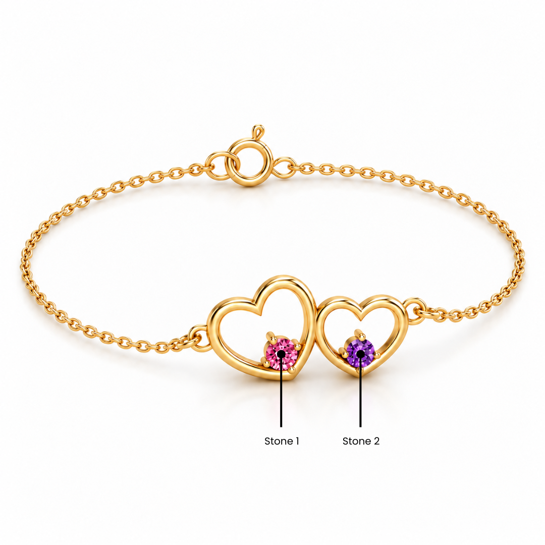 Heart Duo Birthstone Bracelet