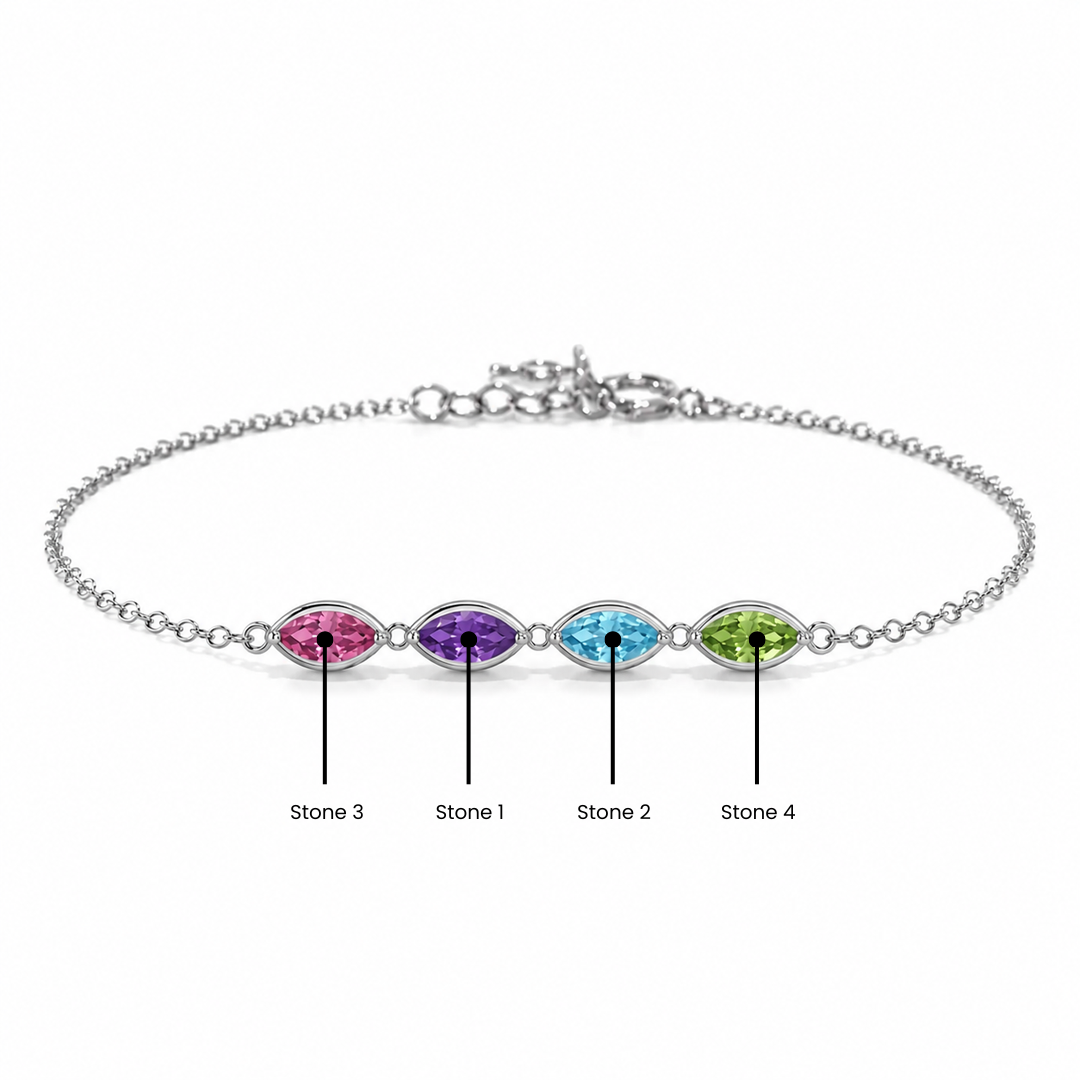 Leaf Marquise Birthstone Bracelet