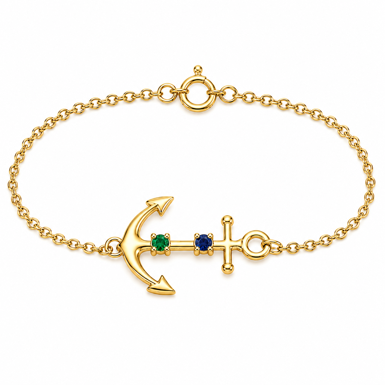 Anchor Bracelet with Birthstones
