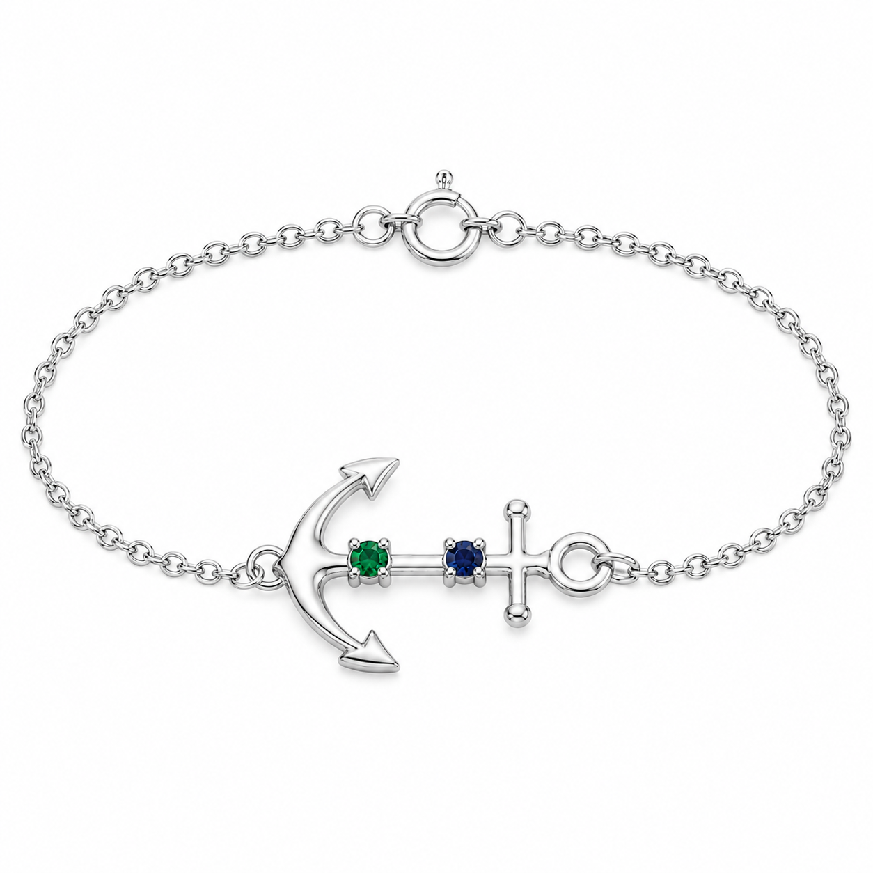 Anchor Bracelet with Birthstones