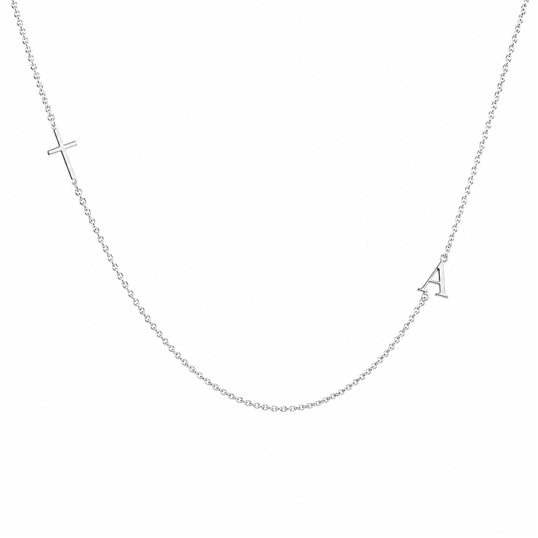 Custom Initial and Cross Necklace
