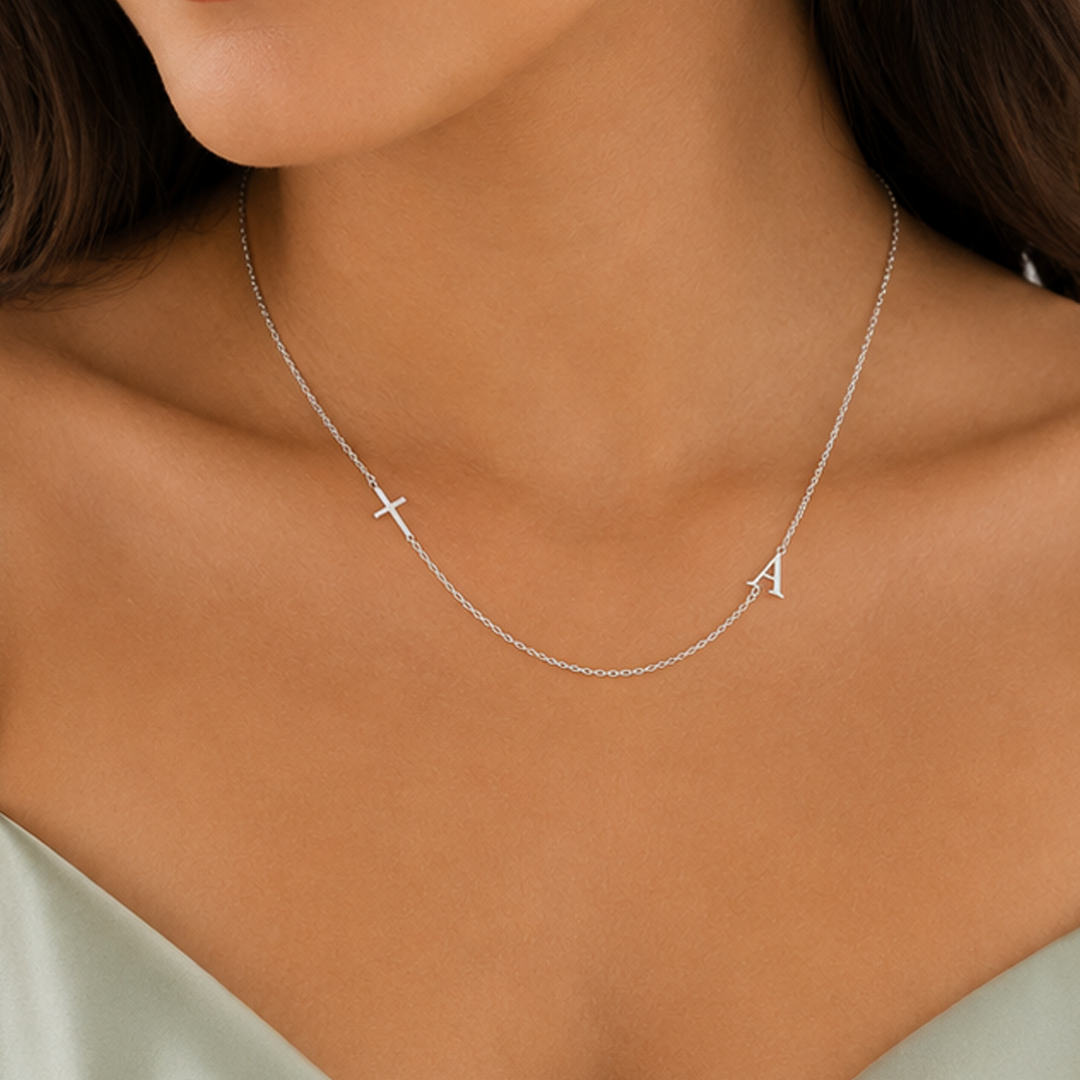 Custom Initial and Cross Necklace