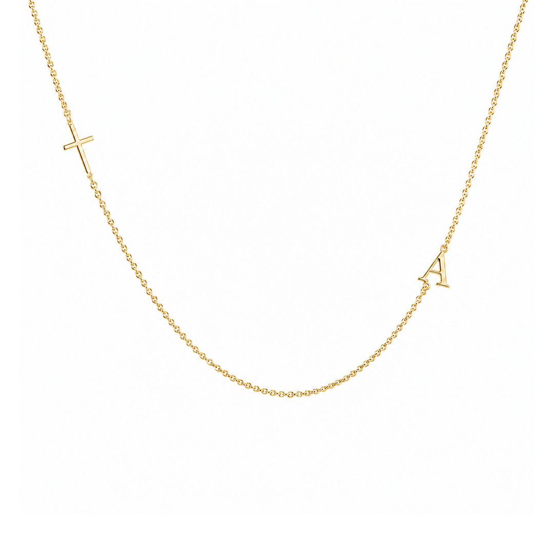 Custom Initial and Cross Necklace