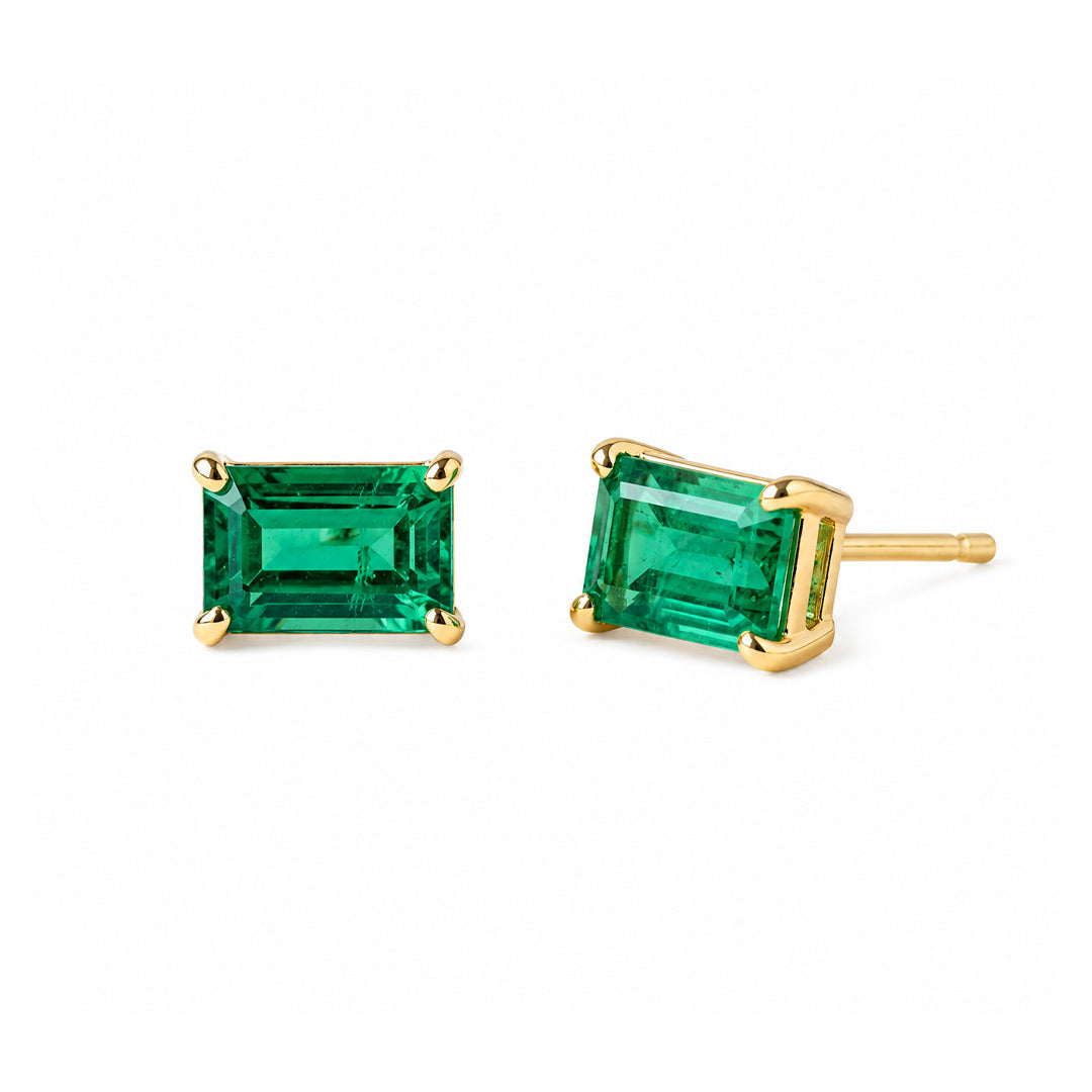 Baguette Birthstone Stud Earrings