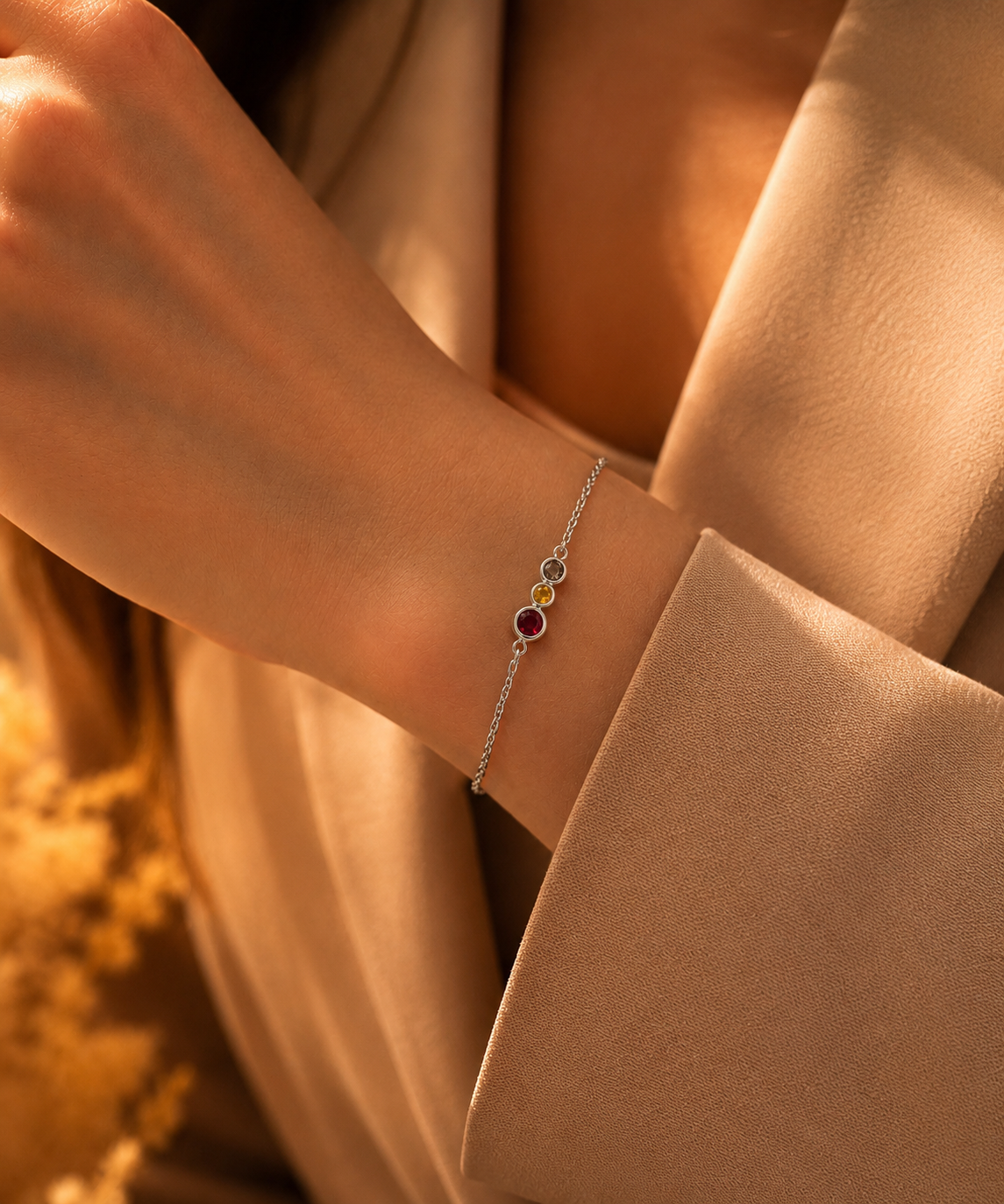 Trio Stone Bezel Bracelet