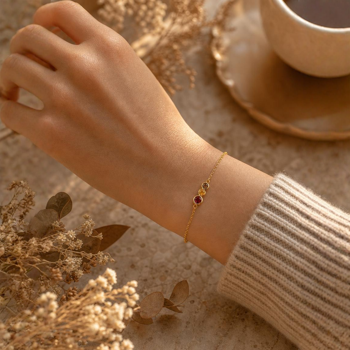 Trio Stone Bezel Bracelet