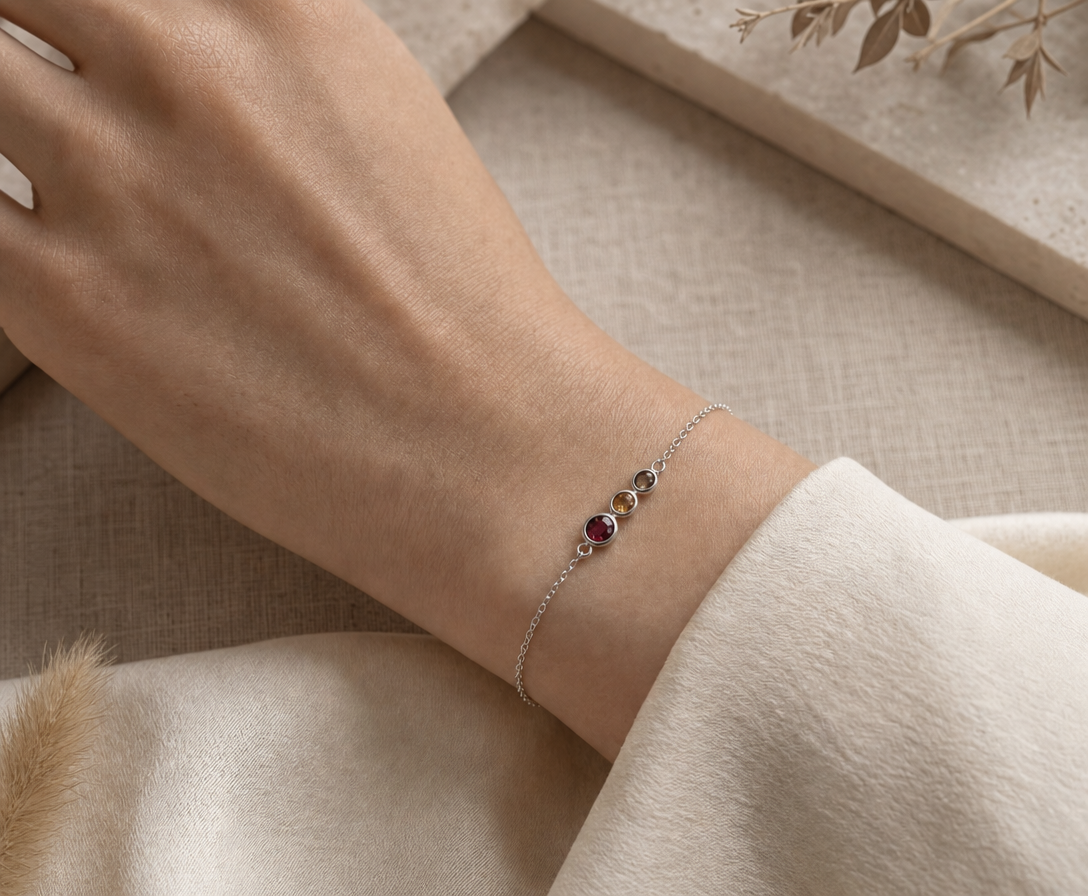 Trio Stone Bezel Bracelet