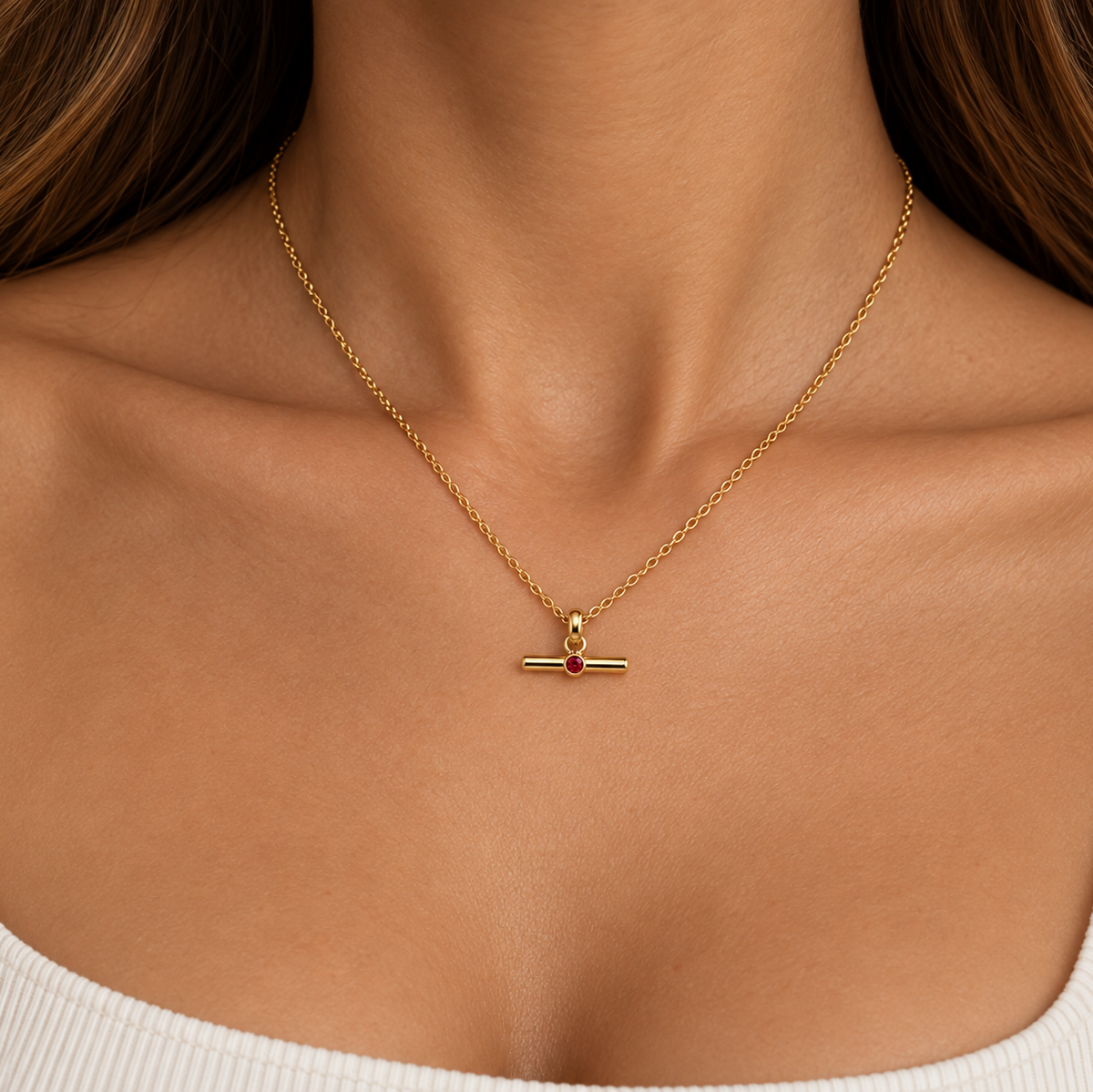 T Bar Birthstone Necklace