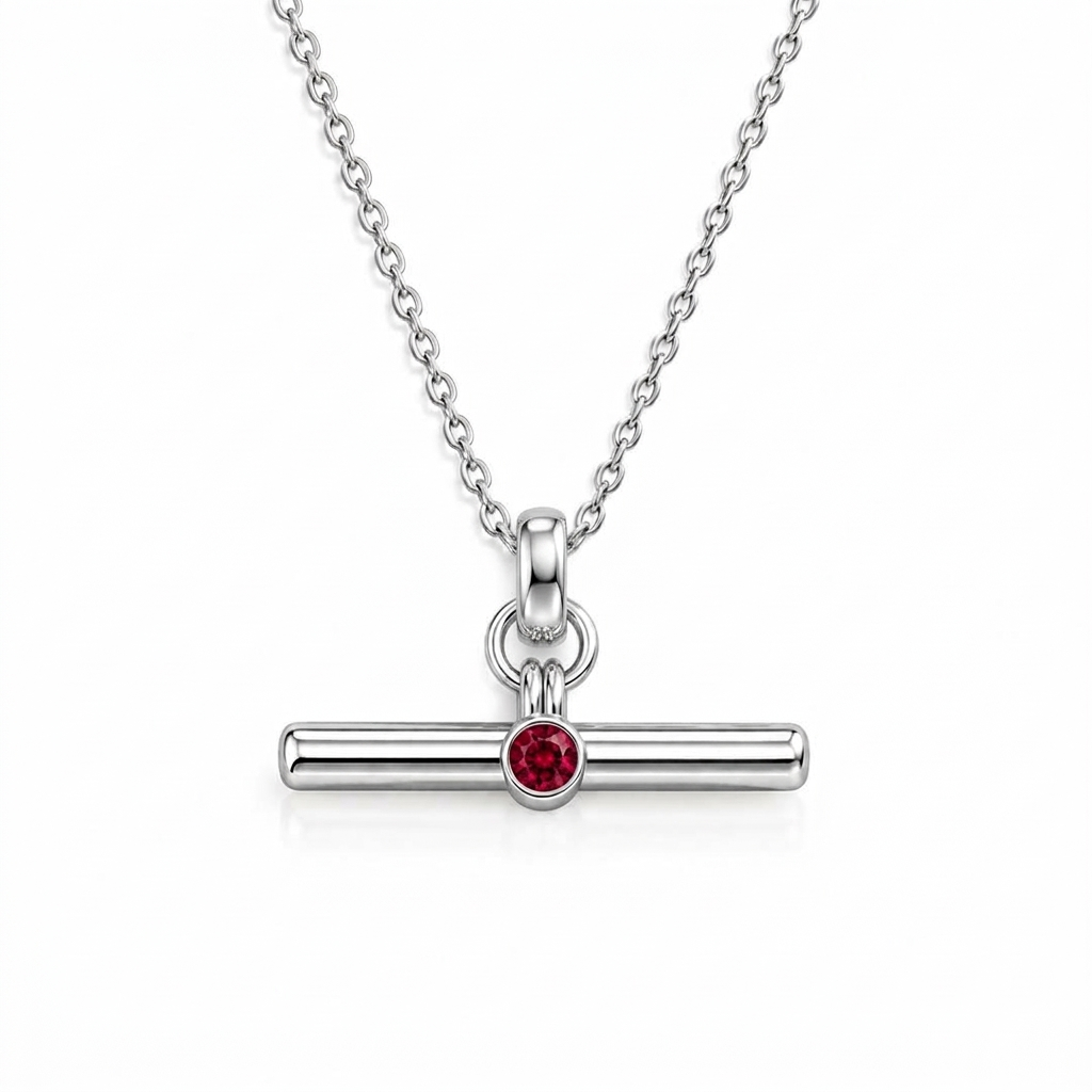 T Bar Birthstone Necklace
