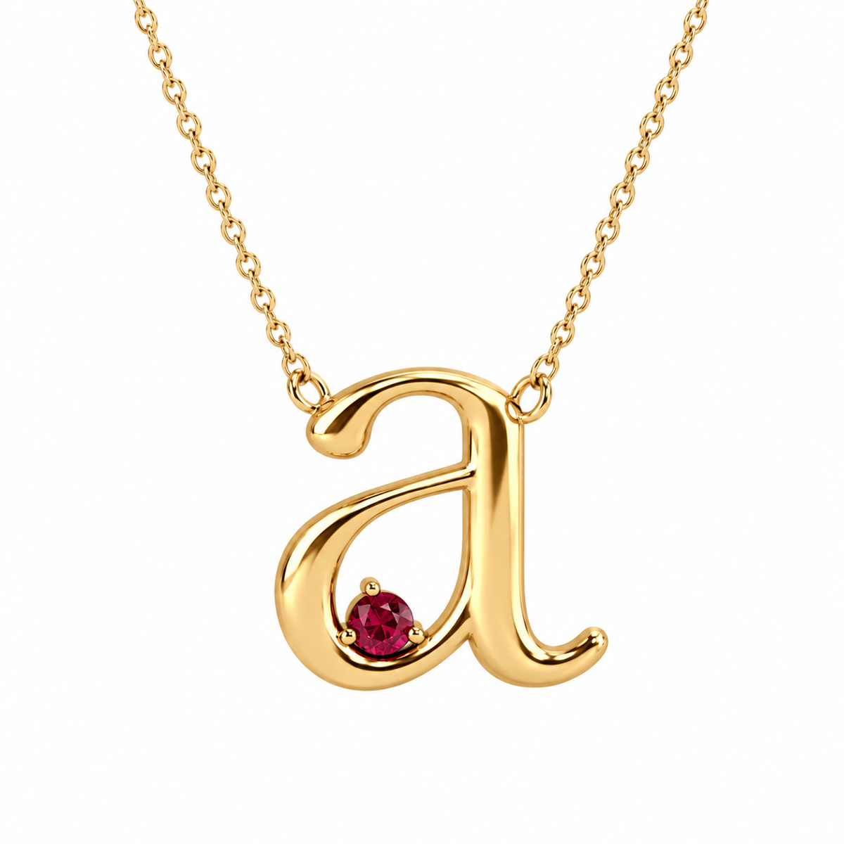 Birthstone Initial Pendant Necklace