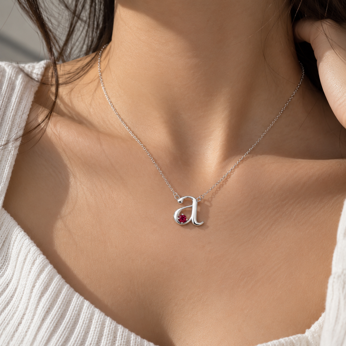 Birthstone Initial Pendant Necklace