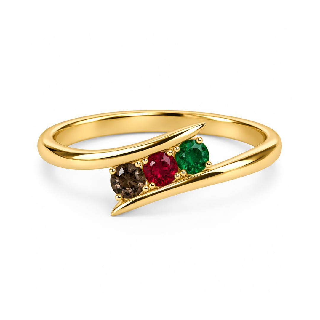 Trio Birthstone Bypass Ring