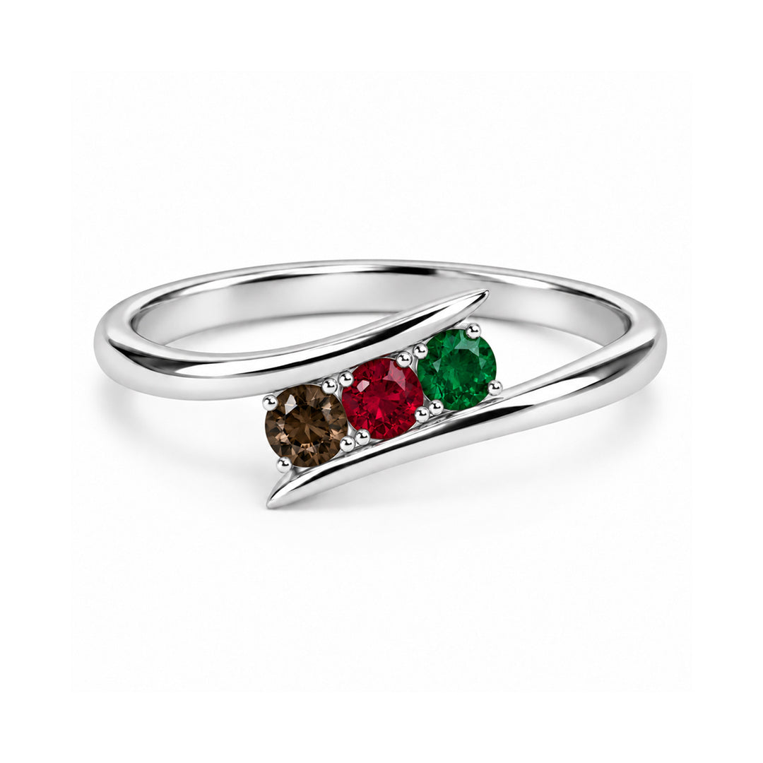 Trio Birthstone Bypass Ring