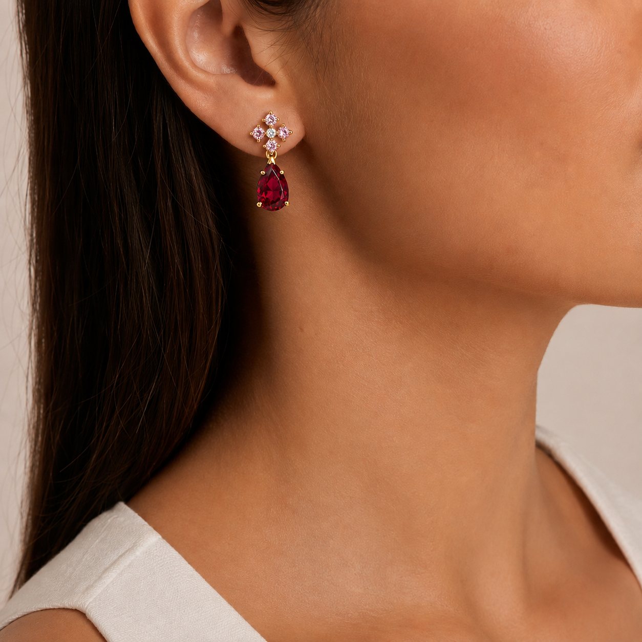 Water Drop Earrings with Birthstone