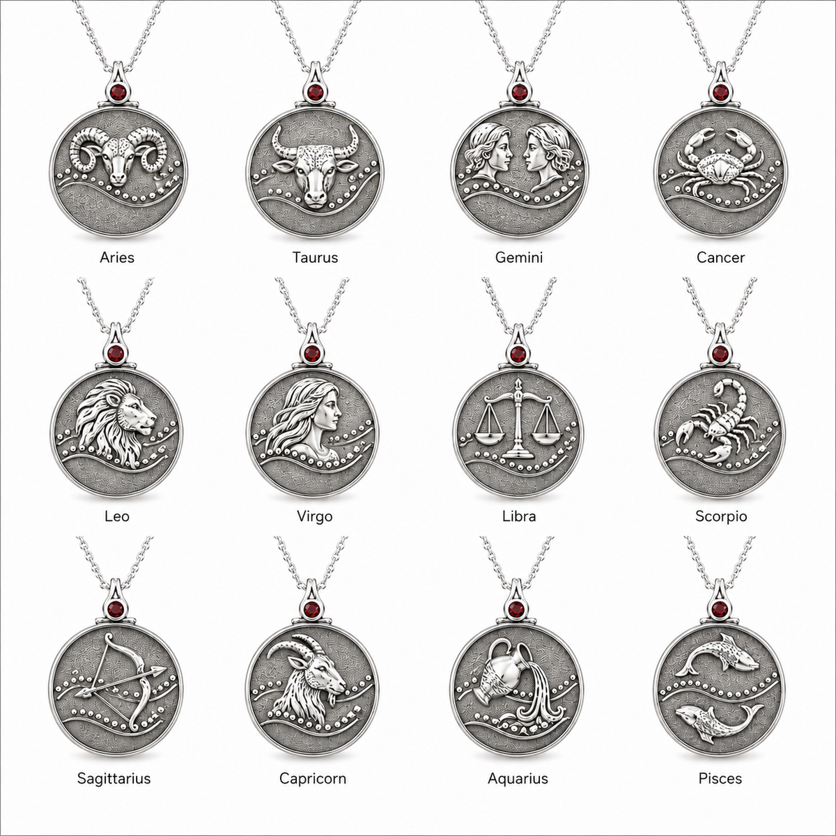 Zodiac Medallion Necklace with Accent