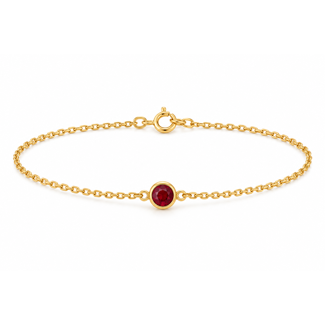 Bezel Round Birthstone Bracelet