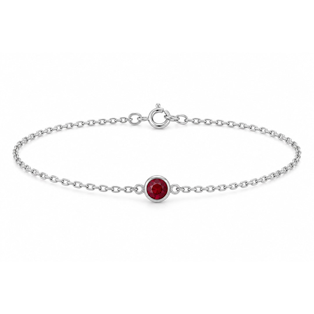 Bezel Round Birthstone Bracelet