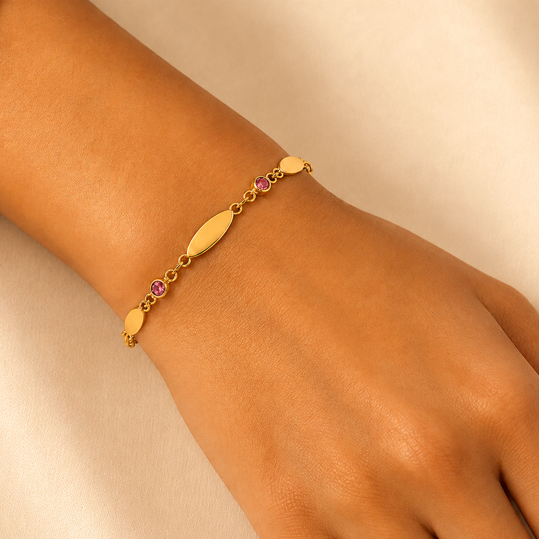 Bar Link Bracelet with Birthstones