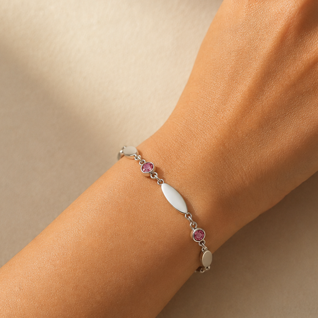 Bar Link Bracelet with Birthstones