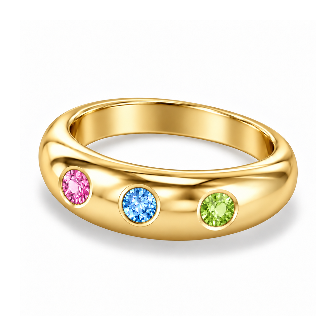 Classic Heart Birthstone Dome Ring