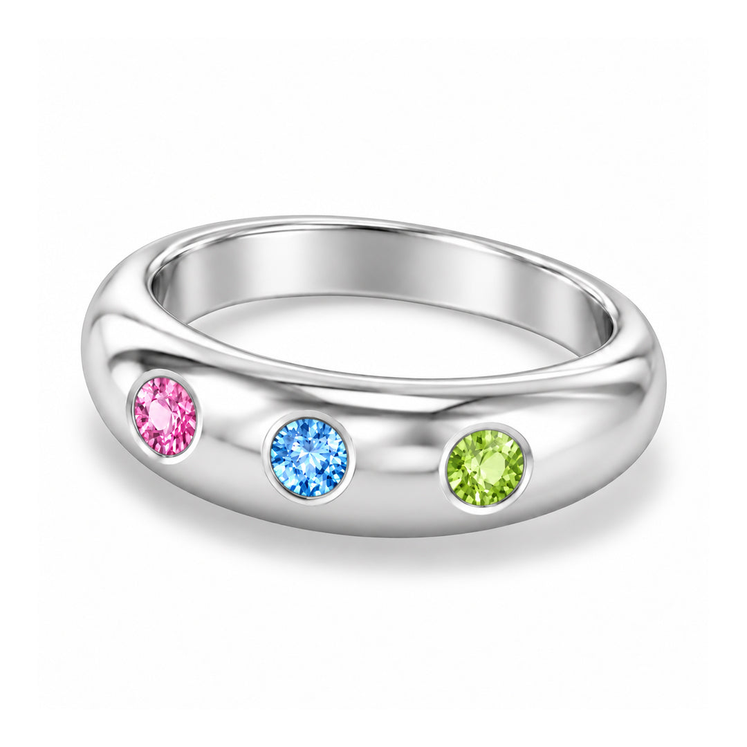 Classic Heart Birthstone Dome Ring