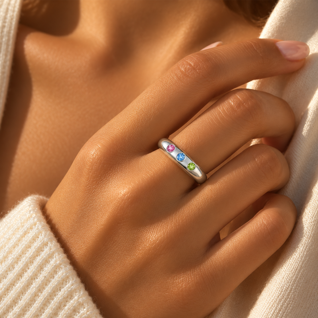 Classic Heart Birthstone Dome Ring