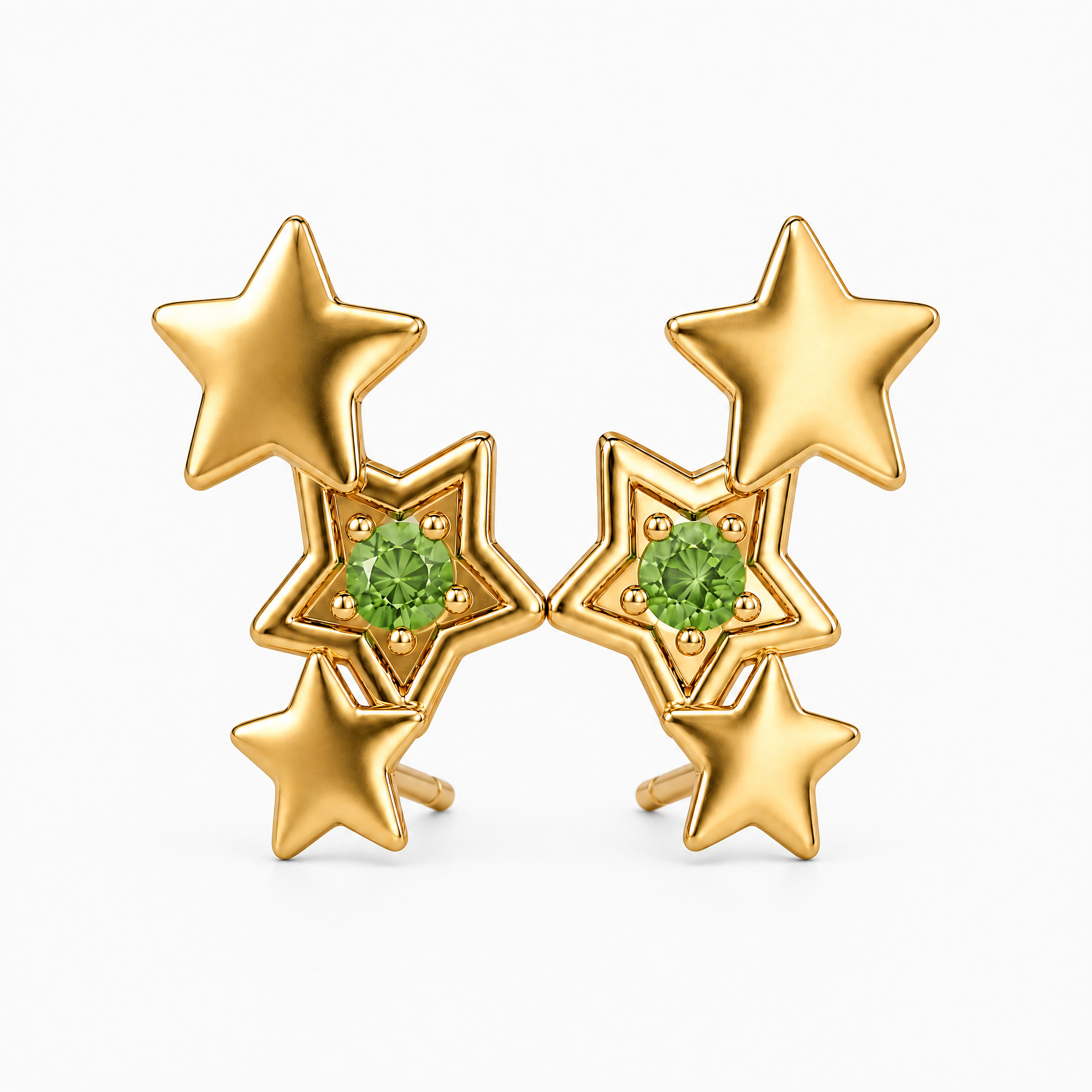 Triple Star Earrings with Stone