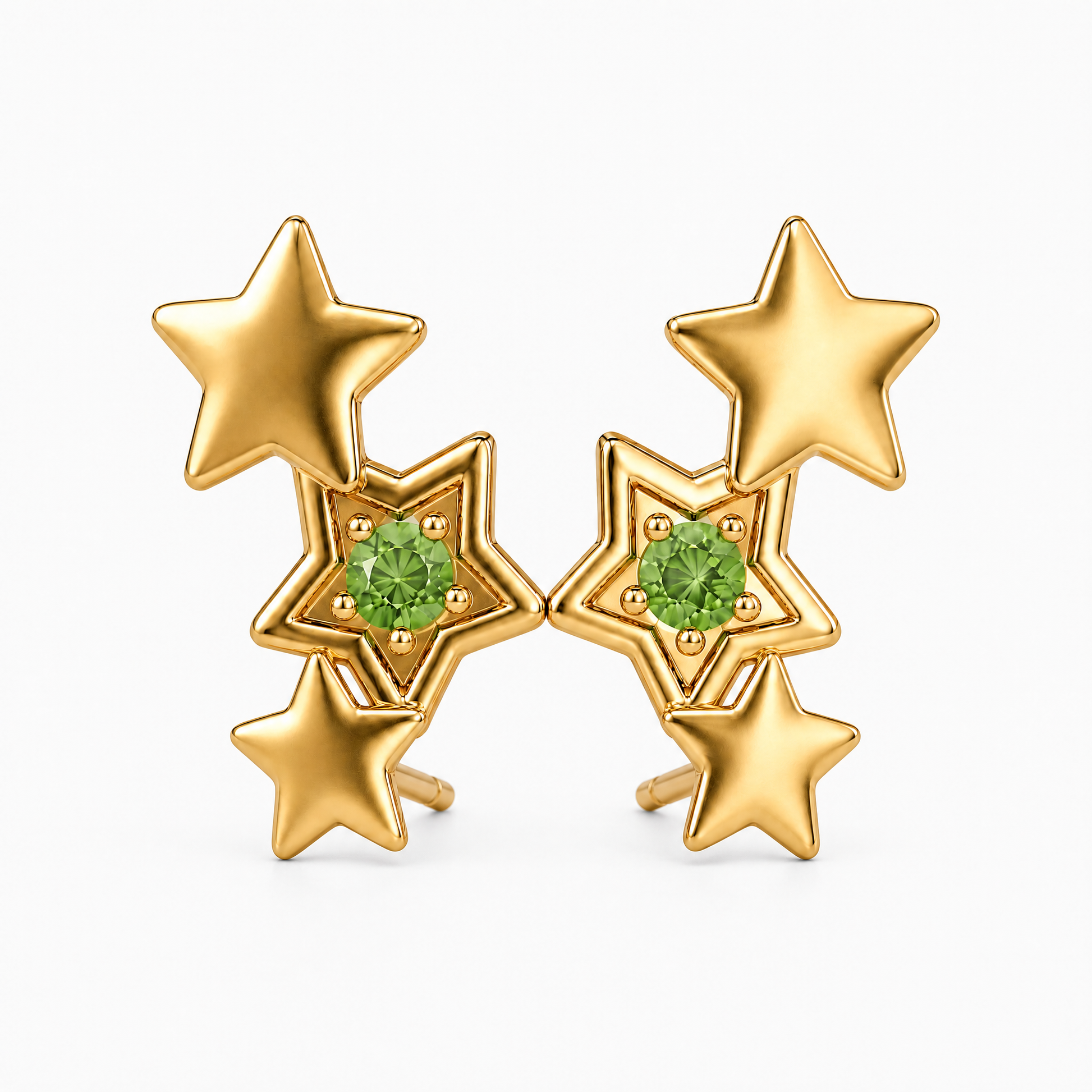 Triple Star Earrings with Stone