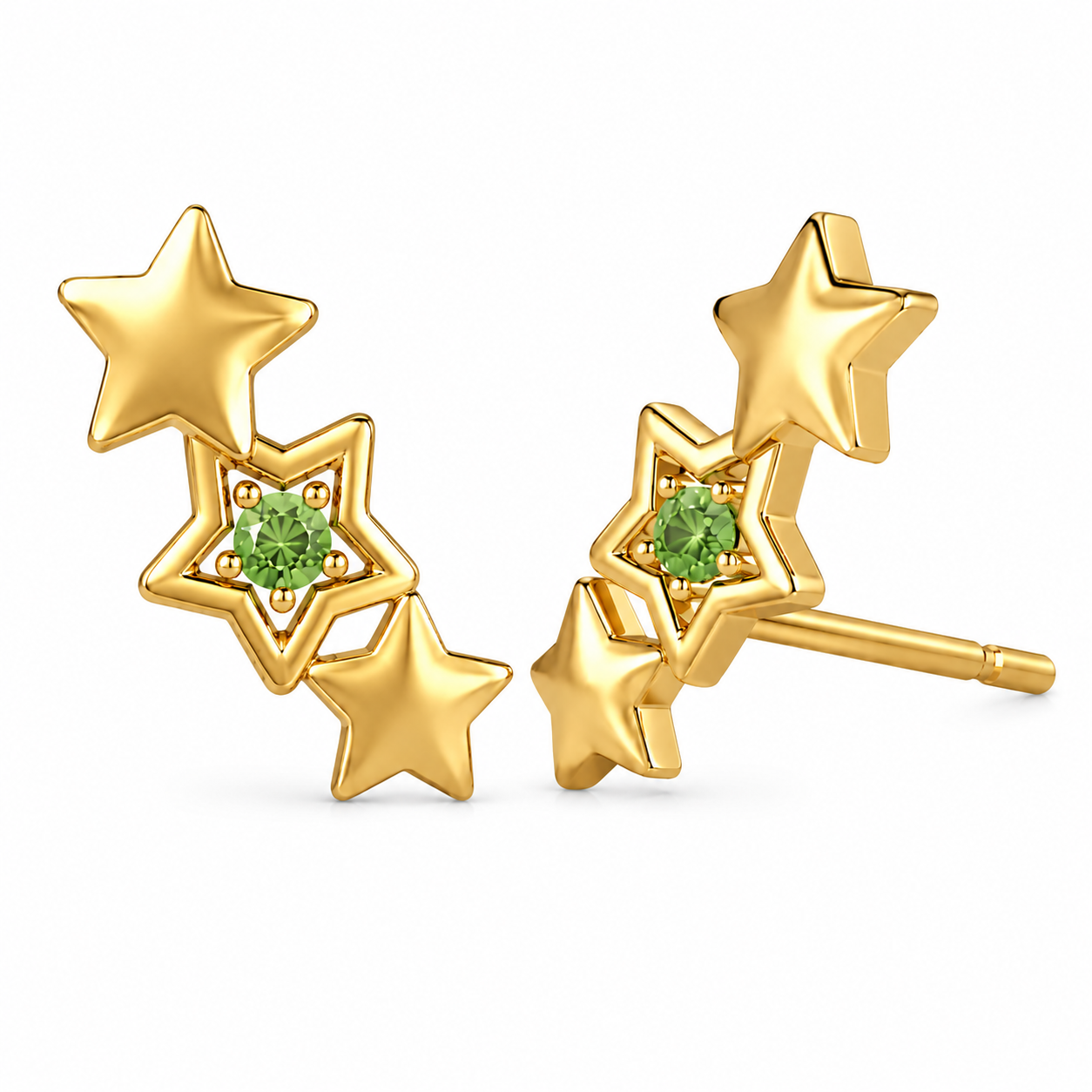 Triple Star Earrings with Stone