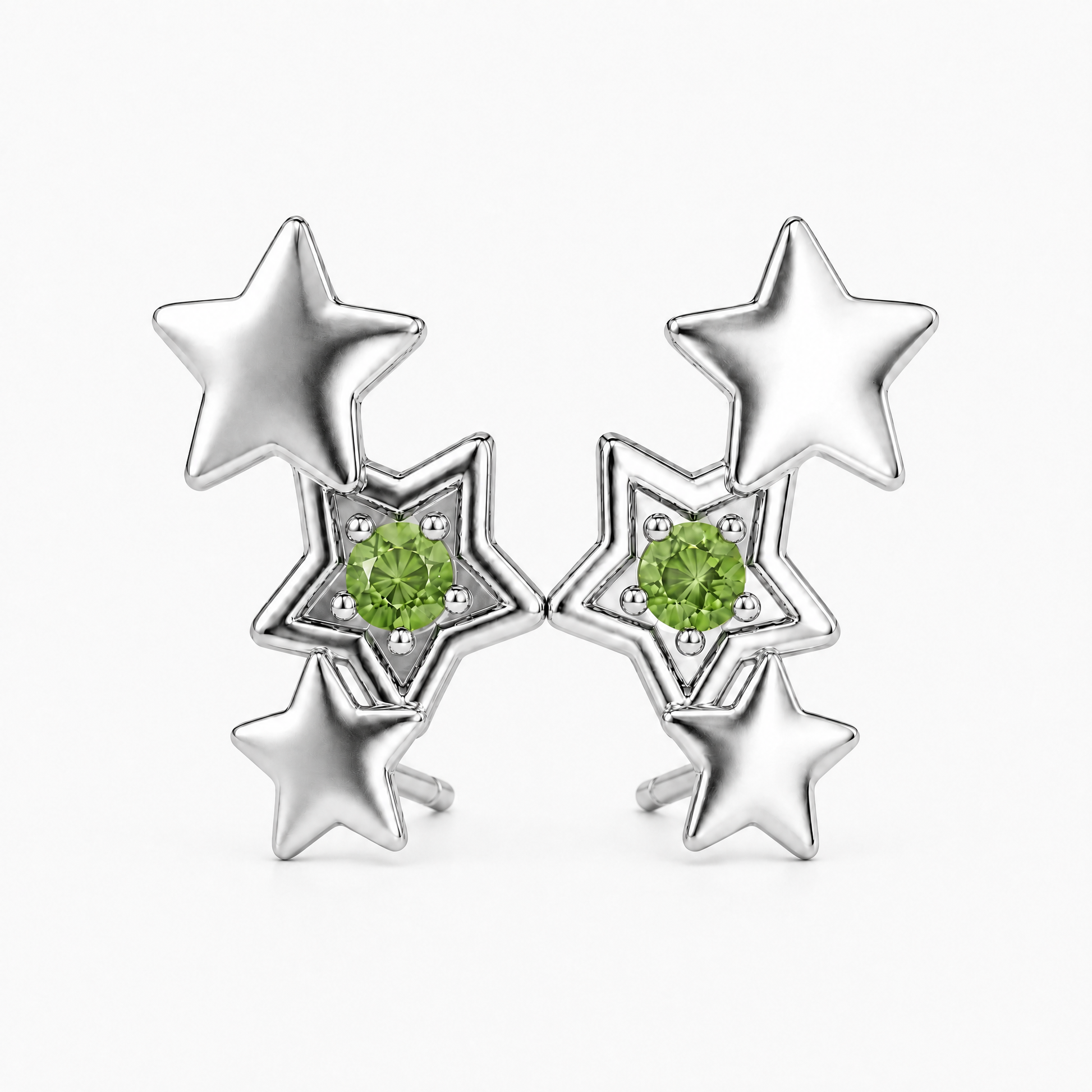 Triple Star Earrings with Stone