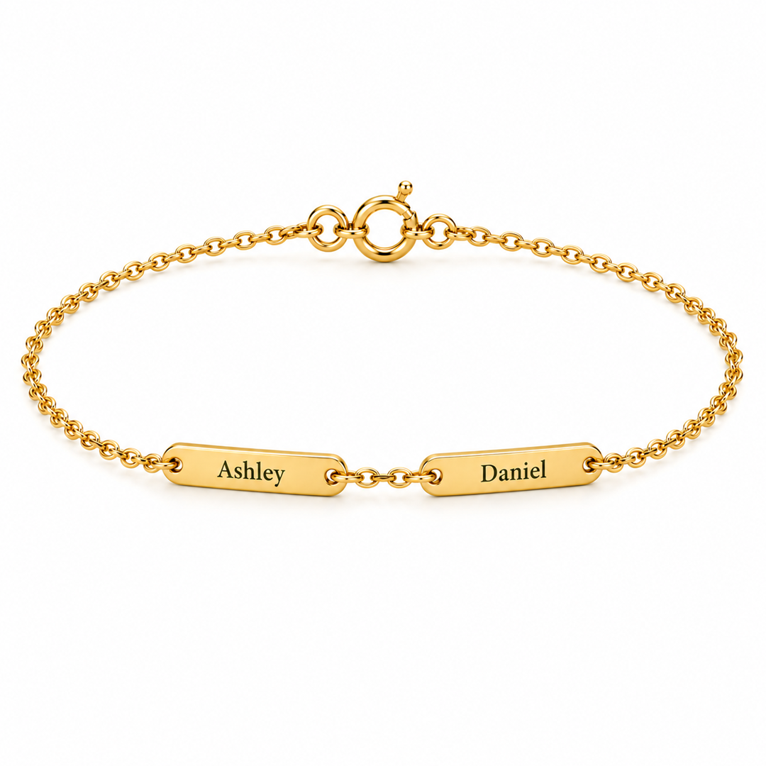 Engravable Couple Name Bar Bracelet