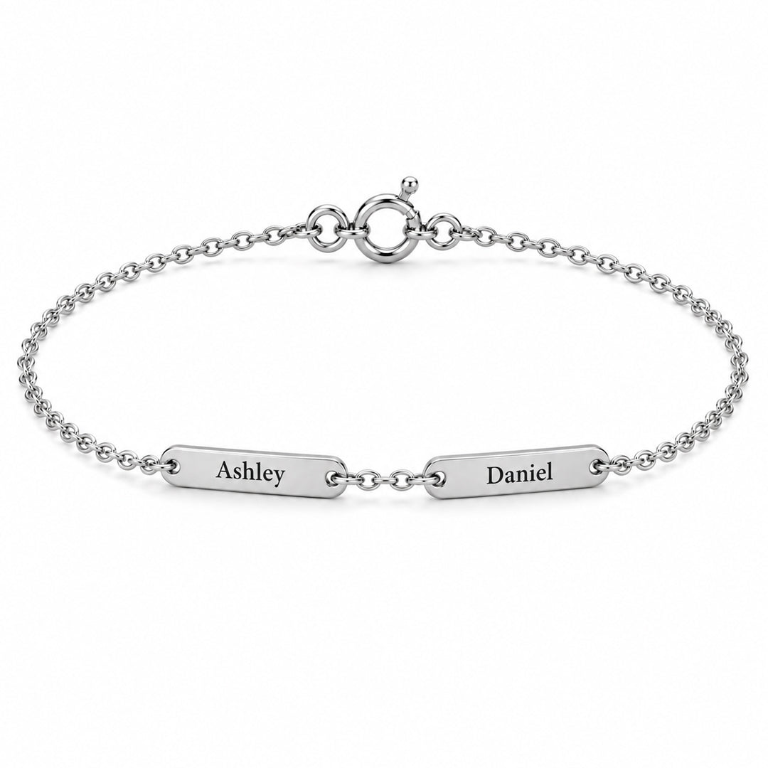 Engravable Couple Name Bar Bracelet