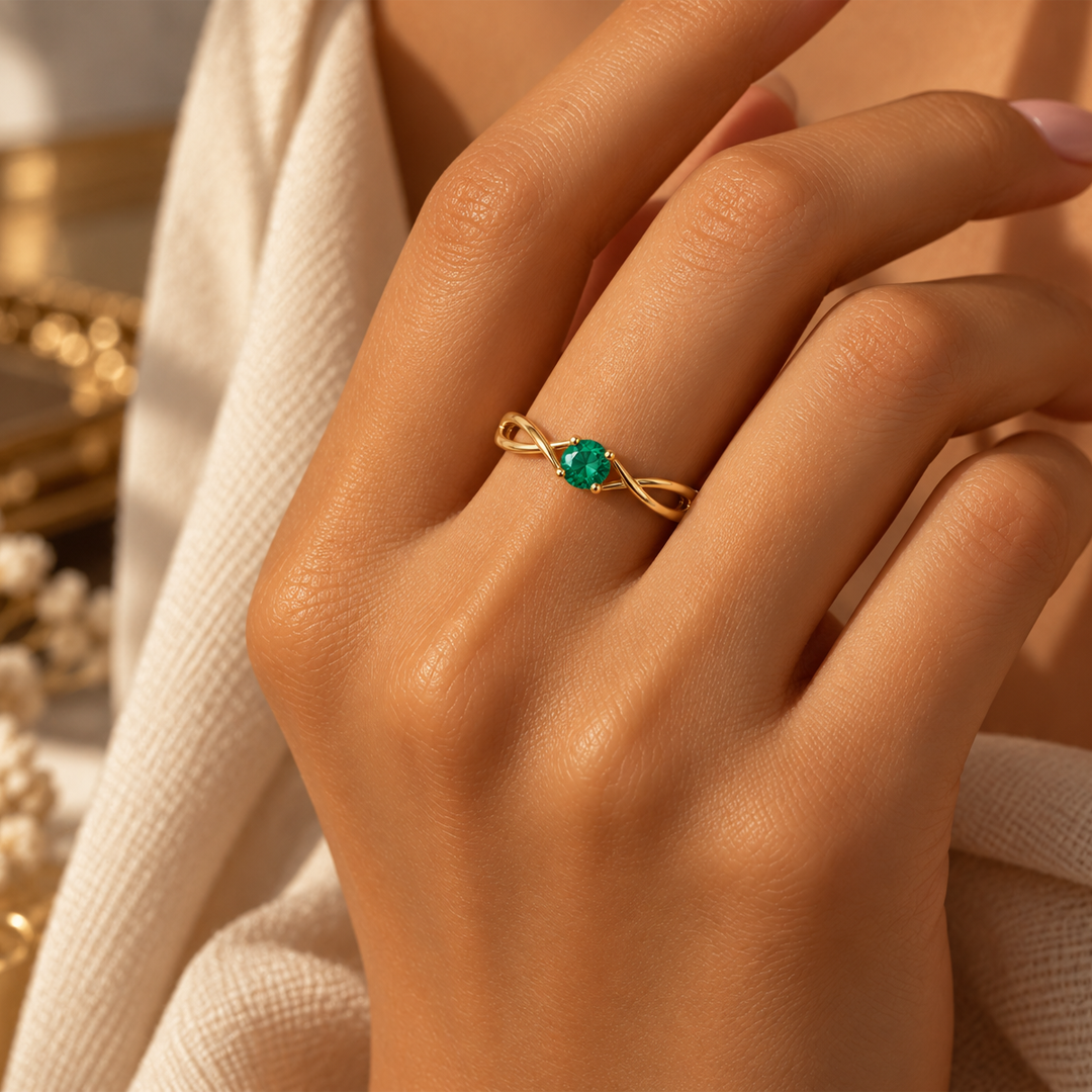 Criss Cross Dainty Birthstone Ring