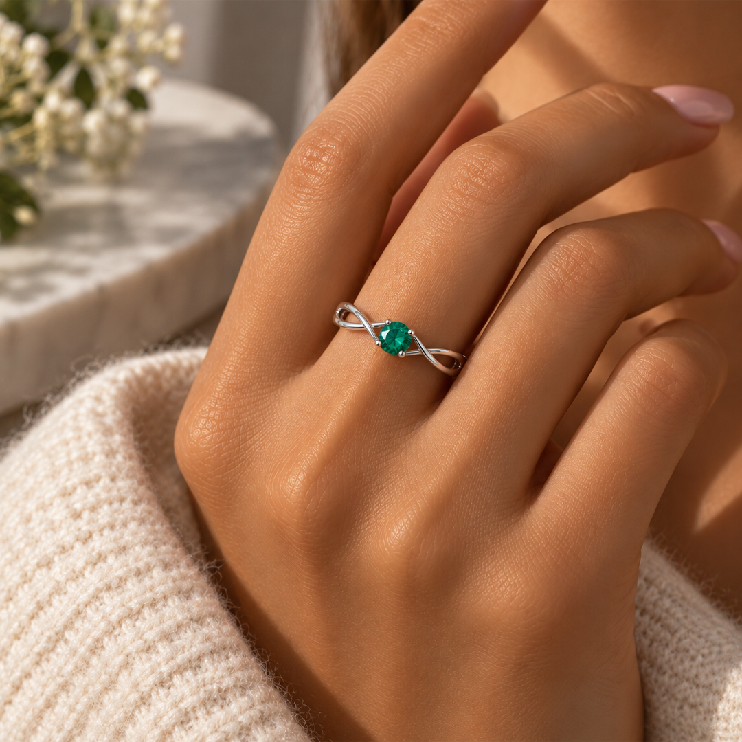 Criss Cross Dainty Birthstone Ring