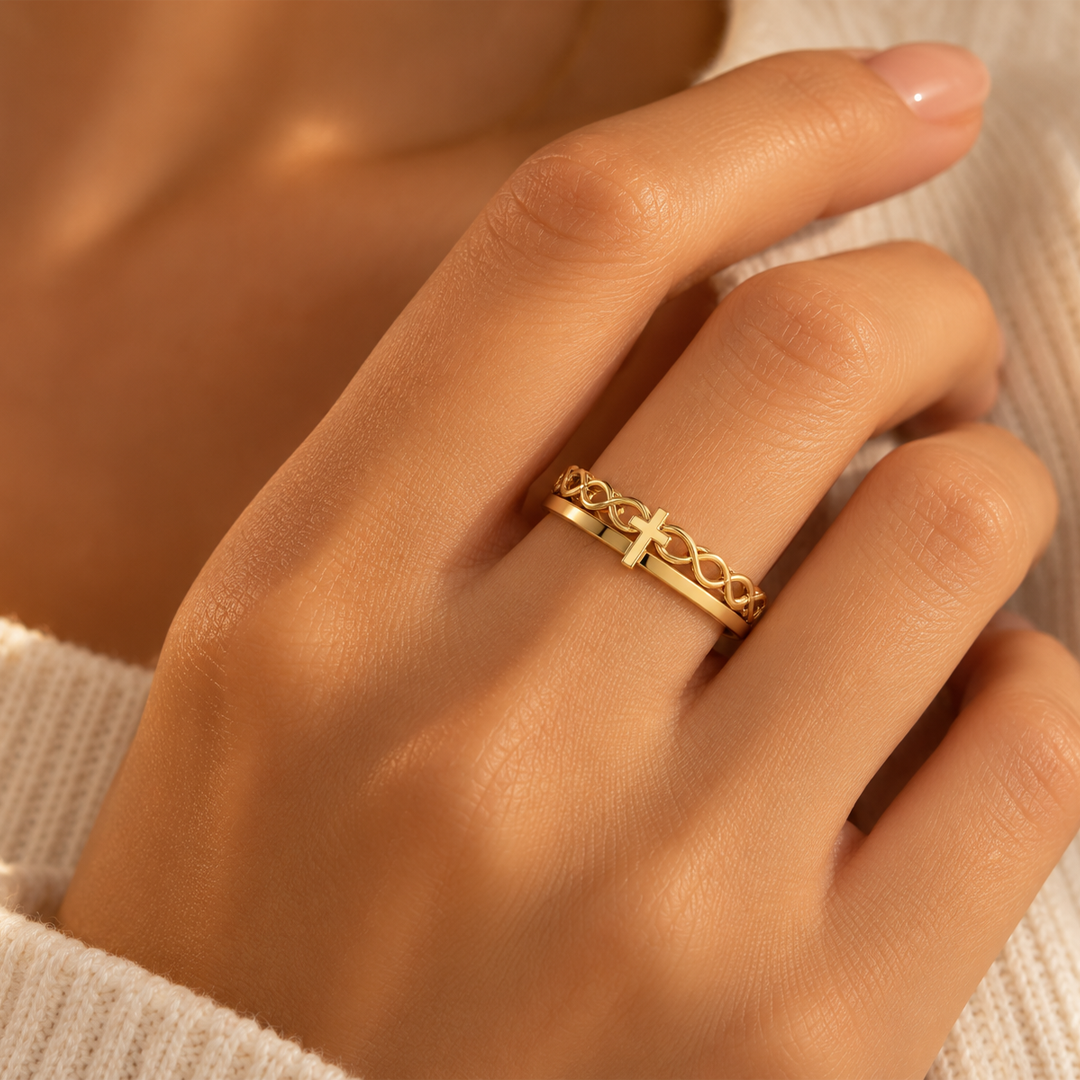 Cross Infinity Band Ring