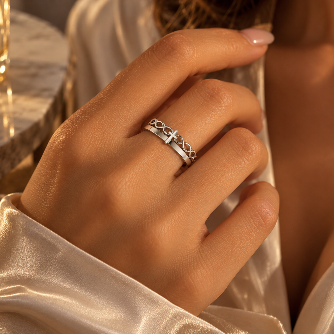 Cross Infinity Band Ring