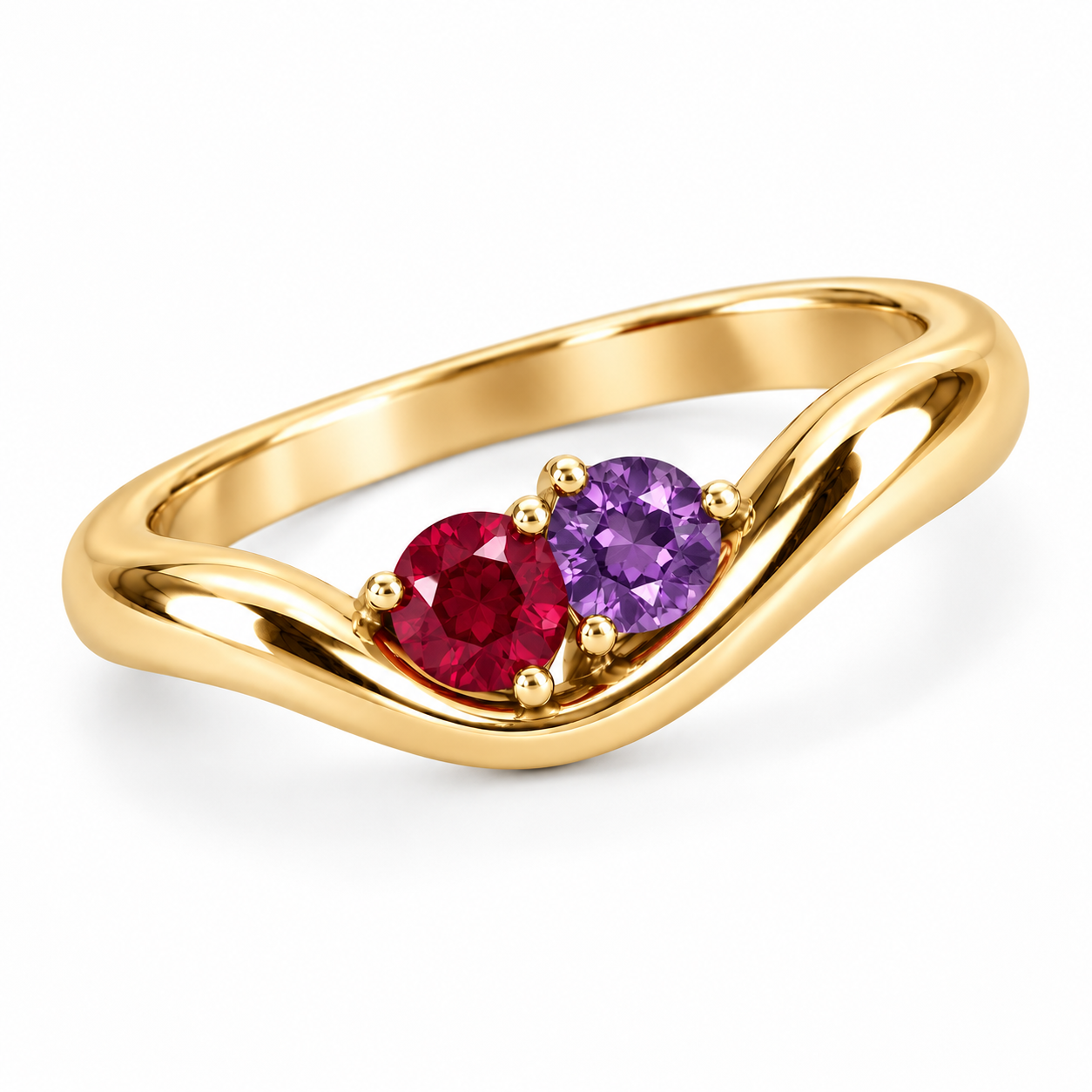 Curved Band Birthstone Ring